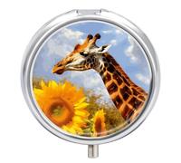 Pilulier de voyage étanche à 3 compartiments avec motif girafe et tournesol pour poche ou sac à main