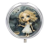 Pilulier de voyage étanche à 3 compartiments pour petite fille blonde aux grands yeux - Organiseur de voyage pour poche ou sac à main - Mini pilulier portable pour médicaments et vitamines