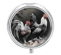 Pilulier de voyage étanche à 3 compartiments pour poche ou sac à main - Motif coq