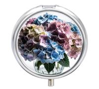 Pilulier de voyage étanche à 3 compartiments pour poche ou sac à main - Motif fleurs d'hortensia