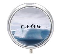 Pilulier de voyage étanche à 3 compartiments pour poche ou sac à main - Motif pingouins sur l'iceberg