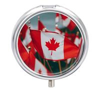 Pilulier de voyage étanche avec de nombreux petits drapeaux canadiens, 3 compartiments, pour poche ou sac à main, mini pilulier portable pour médicaments et vitamines