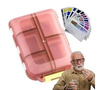 Pilulier de voyage - Étui portable 10 compartiments avec 147 autocollants prédécoupés | Boîte à pharmacie compacte pour vitamines, huile de poisson et médicaments | Convient pour la maison et les