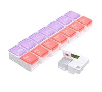 Pilulier de voyage hebdomadaire coloré à 14 grilles avec alarme, organiseur de pilules pour l'école et le bureau, accessoires de plein air