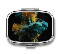 Pilulier de voyage liquide coloré - Pilulier hebdomadaire à 2 compartiments avec miroir - Pour sac à main, poche ou portefeuille