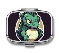 Pilulier de voyage Little Green Dragon Egg - Pilulier quotidien pour compléments alimentaires - 2 compartiments - Pratique pour transporter et ranger des médicaments