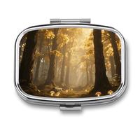 Pilulier de voyage Magic Forest - Pilulier hebdomadaire à 2 compartiments avec miroir - Pour sac à main, poche ou portefeuille