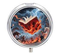 Pilulier de voyage magique à 3 compartiments avec miroir étanche 3 fois par jour - Récipient portable pour sac à main et poche - Rond - Argenté