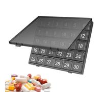 Pilulier de voyage mensuel - Pilulier mensuel - Organisateur de médicaments avec grands compartiments à ouvrir pour pilules, médicaments et vitamines