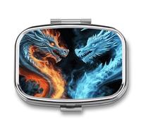 Pilulier de voyage mignon dragons de glace et de feu imprimé médicaments petite boîte à pilules portable pour un usage quotidien et voyage