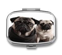 Pilulier de voyage mignon drôle animal carlin imprimé médicaments, petite boîte à pilules portable pour vitamine organisateur pour usage quotidien et voyage