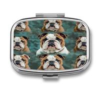Pilulier de voyage mignon drôle imprimé bouledogue anglais petite boîte à pilules portable porte-vitamines organisateur pour usage quotidien et voyage