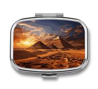 Pilulier de voyage mignon en forme de pyramides égyptiennes avec impression de médicaments, petit pilulier portable pour un usage quotidien et les voyages