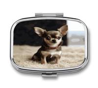 Pilulier de voyage mignon mignon imprimé chihuahua petite boîte à pilules portable pour vitamines pour un usage quotidien et voyage