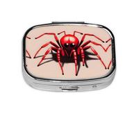 Pilulier de voyage mignon petite araignée rouge 2 compartiments mini pilulier portable boîte de rangement pour médicaments vitamines