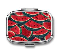 Pilulier de voyage mignon rouge avec impression pastèque - Petite boîte à médicaments portable pour un usage quotidien et les voyages