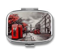 Pilulier de voyage mignon rouge Londres Street Printing Petite boîte à médicaments portable pour un usage quotidien et voyage
