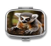Pilulier de voyage mignon singe lémurien imprimé mignon petite boîte à pilules portable pour vitamines pour un usage quotidien et voyage