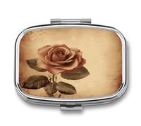 Pilulier de voyage mignon vintage imprimé rose petite boîte à médicaments portable support de vitamines organisateur pour un usage quotidien et voyage
