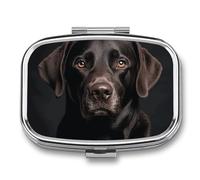Pilulier de voyage noir pour chien, 2 compartiments, avec miroir, pour sac à main, poche ou portefeuille