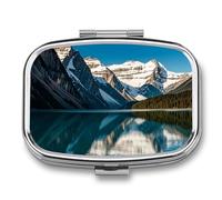 Pilulier de voyage Panorama of The Lake Louise Mountains - Pilulier quotidien pour compléments alimentaires - 2 compartiments - Pratique pour transporter et ranger des médicaments