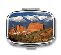 Pilulier de voyage - Petit pilulier portable avec 2 compartiments Pikes Peak Colorado - Boîte à pilules de poche pour huile de poisson - Organisateur de médicaments mignon - Organisateurs de vitamines