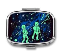 Pilulier de voyage phosphorescent - Pilulier quotidien pour compléments alimentaires - 2 compartiments - Pratique pour transporter et ranger des médicaments