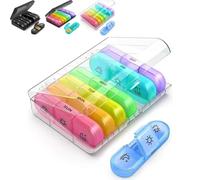 Pilulier de voyage portable, 7 jours pour des doses fiables du matin, du midi et du soir, étui hebdomadaire anti-fuite pour la maison, le travail et les vacances (B)