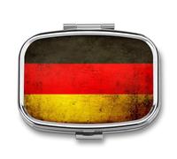 Pilulier De Voyage Portable À 2 Compartiments, À Glisser Dans Une Poche Ou Un Sac À Main Organisateur De Médicaments Et De Vitamines En Métal Décoratif, Orné D'Un Imprimé Drapeau Allemand Carré