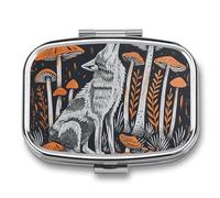 Pilulier de voyage portable à 2 compartiments avec miroir carré en métal pour ranger les médicaments et l'huile de poisson