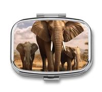 Pilulier de voyage portable à 2 compartiments avec miroir carré en métal pour ranger les médicaments, les vitamines et l'huile de poisson