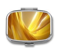 Pilulier de voyage portable à 2 compartiments avec rubans lumineux dorés jaunes