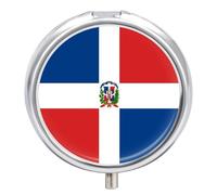 Pilulier De Voyage Portable À 3 Compartiments, Pour Poche Ou Sac À Main, En Métal Décoratif, Orné Du Drapeau De La République Dominicaine Et De Forme Ronde