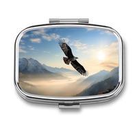 Pilulier de voyage portable avec 2 compartiments Eagle Mountains Pilulier avec miroir, petit pilulier quotidien, organisateur de vitamines décoratif