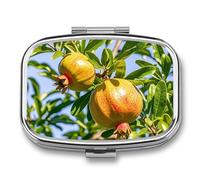 Pilulier de voyage portable en forme de grenadier - 2 compartiments - Grande capacité - Pilulier quotidien - Organiseur de vitamines - Petit pilulier
