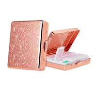 Pilulier de voyage portable en métal (7 jours par semaine), grande capacité, 8 compartiments, pour vitamines, huile de foie de morue, suppléments et médicaments quotidiens, sans BPA.(Pink, Médiane)