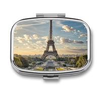 Pilulier de voyage portable Tour Eiffel Paris avec 2 compartiments, grande capacité, organiseur de vitamines et organisateur de médicaments, petite boîte pour
