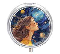 Pilulier de voyage pour femme à cheveux longs - Vue latérale - Étanche - Portable - Pour contenir des vitamines, des médicaments, de l'huile de poisson et des compléments alimentaires