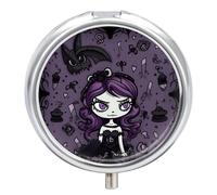 Pilulier de voyage pour sac à main, pochette hebdomadaire, avec miroir, 3 compartiments - Violet et noir