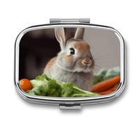 Pilulier de voyage Rabbit is Eating Vegetables, pilulier quotidien pour compléments, pilulier à 2 compartiments pratique pour transporter et ranger des médicaments