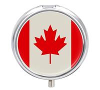 Pilulier de voyage rétro avec miroir, 3 compartiments, rond, motif drapeau du Canada, pour sac à main, organiseur de médicaments hebdomadaire pour le quotidien