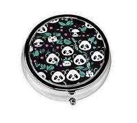 Pilulier de voyage rond avec visage de panda mignon - Petit pilulier de poche en métal pour homme et femme - 3 compartiments - Organiseur portable pour sac à main ou poche