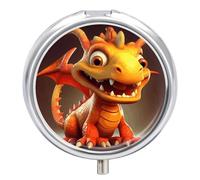 Pilulier de voyage rond en forme de dragon amusant - 23 compartiments - En métal - Pour médicaments et vitamines