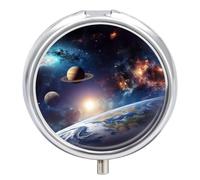 Pilulier de voyage rond en métal avec 3 compartiments pour sac à main
