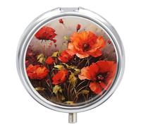 Pilulier de voyage rond en métal pour peinture à l'huile - 3 compartiments - Petit pilulier quotidien - Pour sac à main