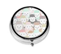 Pilulier de voyage rond mignon imprimé mouton coloré mignon petite poche en métal pour homme et femme 3 compartiments pilulier portable pour sac à main ou poche