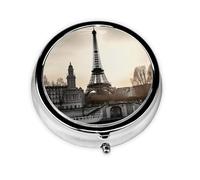 Pilulier de voyage rond Paris - 3 compartiments - Pour poche - Sac à main - Boîte de rangement pour médicaments, foie de morue - 3 fois par jour