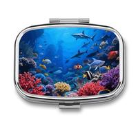 Pilulier de voyage sous l'eau - Pilulier hebdomadaire à 2 compartiments avec miroir - Pour sac à main, poche ou portefeuille