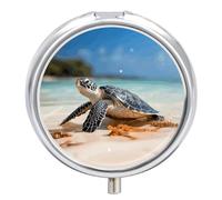 Pilulier de voyage tortue de mer sur la plage - Mini pilulier de voyage pour médicaments et vitamines