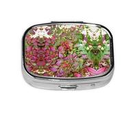 Pilulier décoratif en métal à 2 compartiments pour poche ou sac à main Motif buisson brûlant avec baies rouges